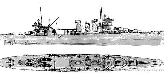 Крейсер USS CA-36 Minneapolis (1942) - чертежи, габариты, рисунки