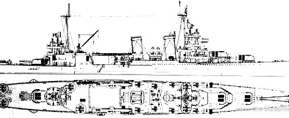 Крейсер USS CA-36 Minneapolis (1943) - чертежи, габариты, рисунки