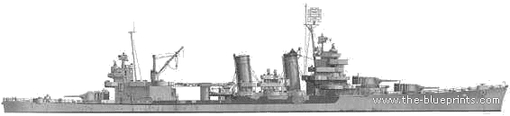 Крейсер USS CA-38 Minneapolis (1944) - чертежи, габариты, рисунки