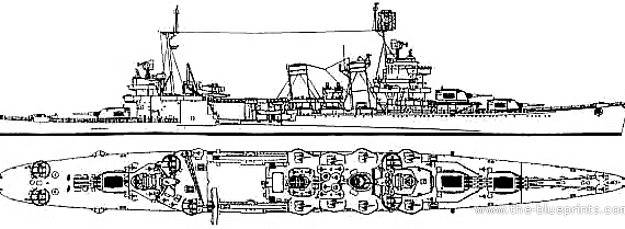 Крейсер USS CA-38 San Francisco (1944) - чертежи, габариты, рисунки
