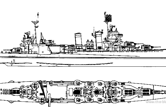 Крейсер USS CA-38 San Francisco (1945) - чертежи, габариты, рисунки