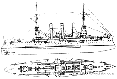 Крейсер USS CA-3 Brooklyn (1897) - чертежи, габариты, рисунки