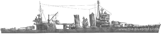 Крейсер USS CA-44 Vincennce (1942) - чертежи, габариты, рисунки