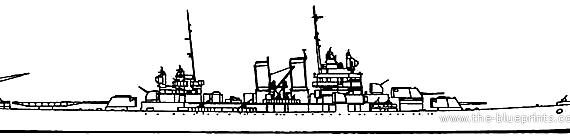 Cruiser USS CA-45 Wichita - drawings, dimensions, figures