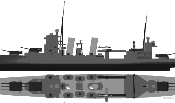 Крейсер USS CA-45 Wichita (1944) - чертежи, габариты, рисунки