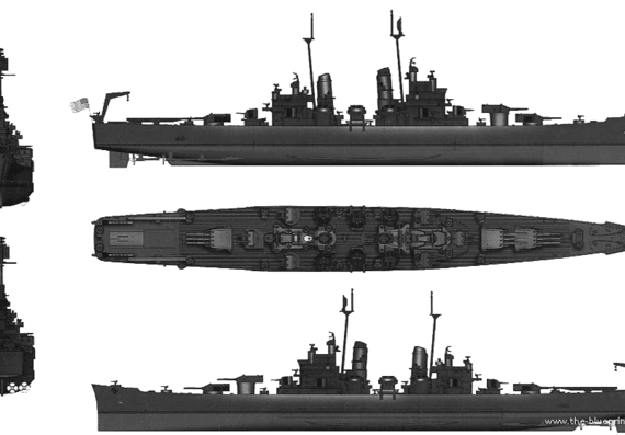 Крейсер USS CA-68 Baltimore (1943) - чертежи, габариты, рисунки