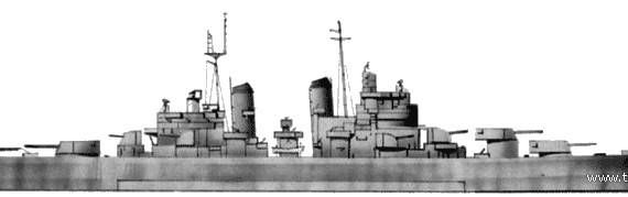 Крейсер USS CA-68 Baltimore (1945) - чертежи, габариты, рисунки