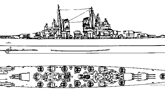 Крейсер USS CA-69 Boston (1944) - чертежи, габариты, рисунки
