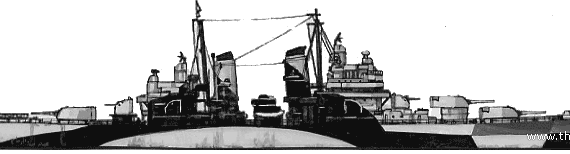 Крейсер USS CA-71 Quincy (1944) - чертежи, габариты, рисунки