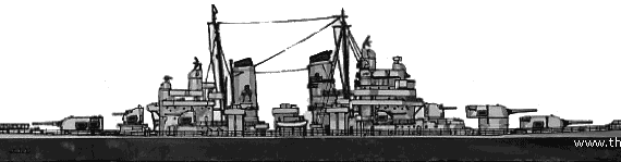 Крейсер USS CA-72 Pittsburgh (1945) - чертежи, габариты, рисунки