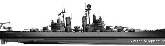 Крейсер USS CA132 Macon (1945) - чертежи, габариты, рисунки