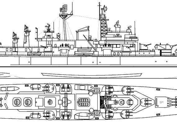 Крейсер USS CAG-1 Boston ex CA-69 - чертежи, габариты, рисунки