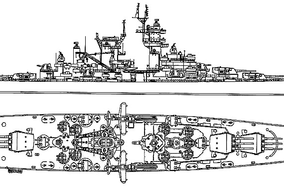 Корабль USS CB-1 Alaska (Battlecruier) (1945) - чертежи, габариты, рисунки