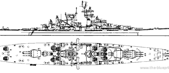 Крейсер USS CB-1 Alaska (Battlecruiser) (1945) - чертежи, габариты, рисунки