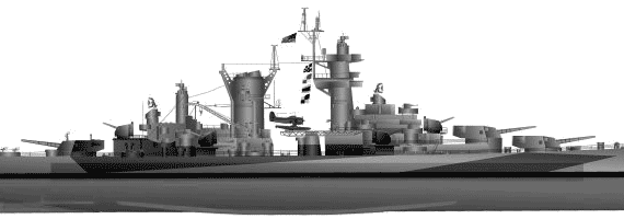 Боевой корабль USS CB-2 Guam - чертежи, габариты, рисунки