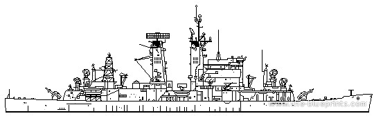Крейсер USS CG-10 Albany CA-123 - чертежи, габариты, рисунки