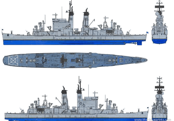 Корабль USS CG-10 Albany (Missile Cruiser) - чертежи, габариты, рисунки