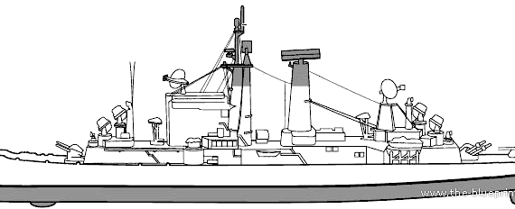 Крейсер USS CG-11 Chicago (Missle Cruiser) - чертежи, габариты, рисунки