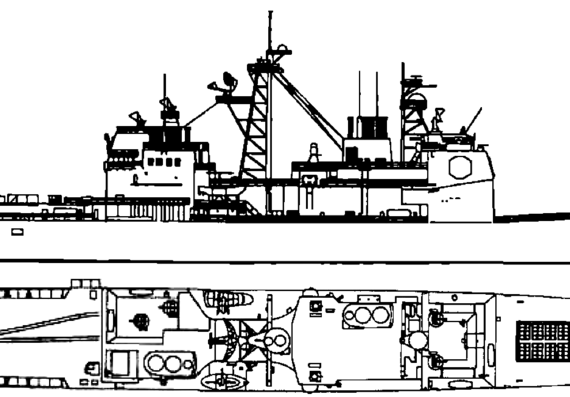 Крейсер USS CG-47 Ticonderoga (Missile Cruiser) - чертежи, габариты, рисунки