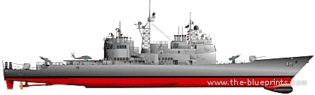 Крейсер USS CG-49 Vincennes (Missile Cruiser) (1995) - чертежи, габариты, рисунки