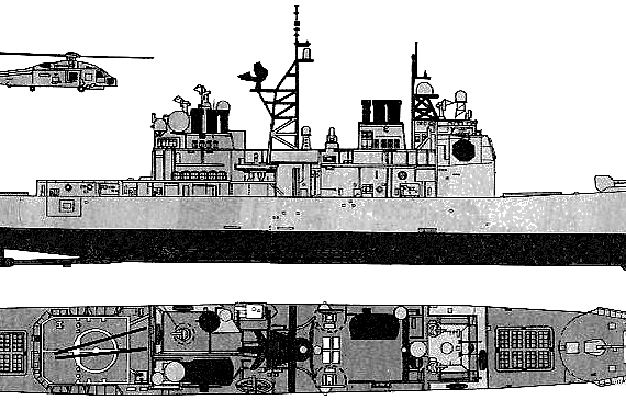 Cruiser USS CG-53 Mobile Bay - drawings, dimensions, figures