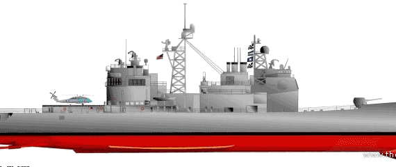 Крейсер USS CG-57 Lake Champlain (Cruiser) - чертежи, габариты, рисунки