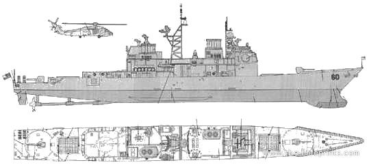 Крейсер USS CG-60 Normandy - чертежи, габариты, рисунки