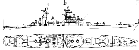 Крейсер USS CGN-25 Bainbridge - чертежи, габариты, рисунки