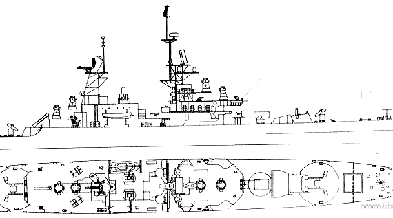 Крейсер USS CGN-25 Bainbridge (Cruiser) - чертежи, габариты, рисунки