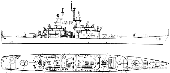 Cruiser USS CGN-36 California - drawings, dimensions, figures