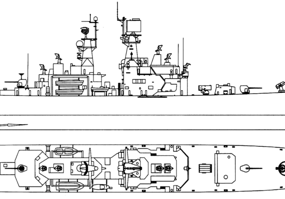 Крейсер USS CGN-36 California (Nuclear Nissile Cruiser) - чертежи, габариты, рисунки