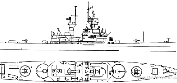 Cruiser USS CGN-38 Virginia - drawings, dimensions, figures