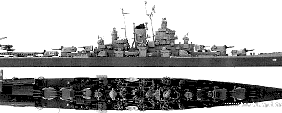 Крейсер USS CL-106 Fargo (Light Cruiser) - чертежи, габариты, рисунки