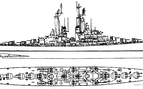 Cruiser USS CL-119 Juneau (1944) - drawings, dimensions, pictures