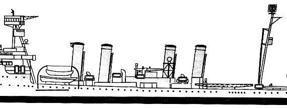 Корабль USS CL-12 Marblehead (Light Cruiser) (1942) - чертежи, габариты, рисунки