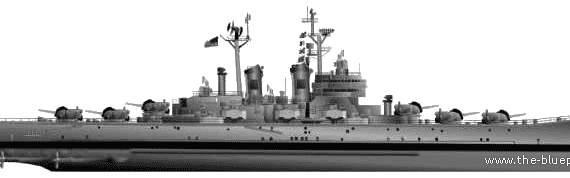 Боевой корабль USS CL-144 Worcester - чертежи, габариты, рисунки
