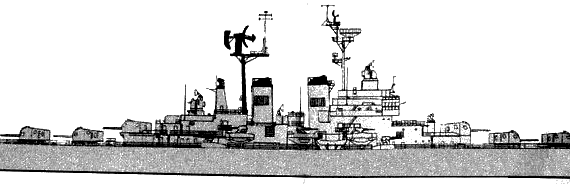 Крейсер USS CL-145 Roanoke (AA Light Cruiser) (1957) - чертежи, габариты, рисунки