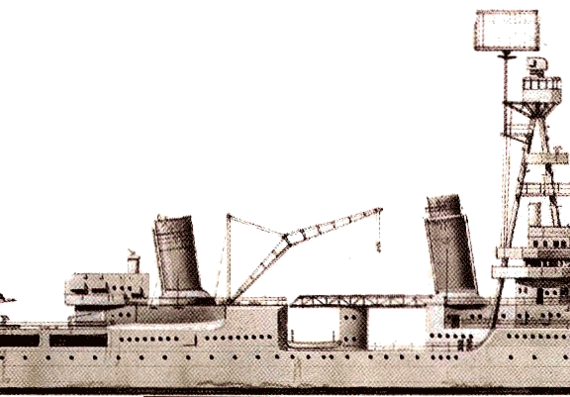 Крейсер USS CL-26 Northampton (Light Cruiser) - чертежи, габариты, рисунки