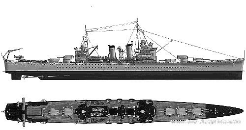 Крейсер USS CL-40 Brooklyn (1938) - чертежи, габариты, рисунки