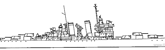 Крейсер USS CL-49 St. Louis (1942) - чертежи, габариты, рисунки