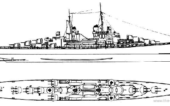 Крейсер USS CL-51 Atlanta (1941) - чертежи, габариты, рисунки