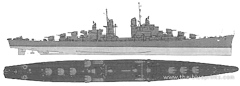 Cruiser USS CL-53 San Diego (1945) - drawings, dimensions, pictures