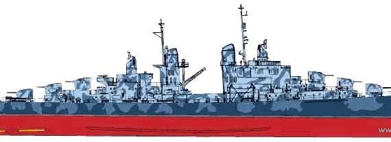 Cruiser USS CL-55 San Diego (Light Cruiser) (1943) - drawings, dimensions, pictures