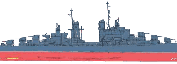 Cruiser USS CL-55 San Diego (Light Cruiser) (1945) - drawings, dimensions, pictures