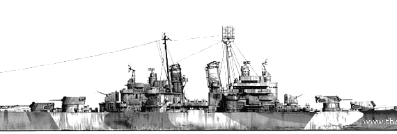 Крейсер USS CL-62 Birmingham (1943) - чертежи, габариты, рисунки