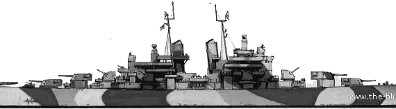 Крейсер USS CL-62 Birmingham (1944) - чертежи, габариты, рисунки