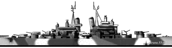 Крейсер USS CL-62 Birmingham (Light Cruiser) - чертежи, габариты, рисунки
