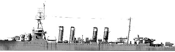 Крейсер USS CL-7 Raleigh (1941) - чертежи, габариты, рисунки