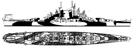 Cruiser USS CL-89 Miami - drawings, dimensions, figures