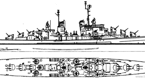 Крейсер USS CL-95 Oakland (1944) - чертежи, габариты, рисунки